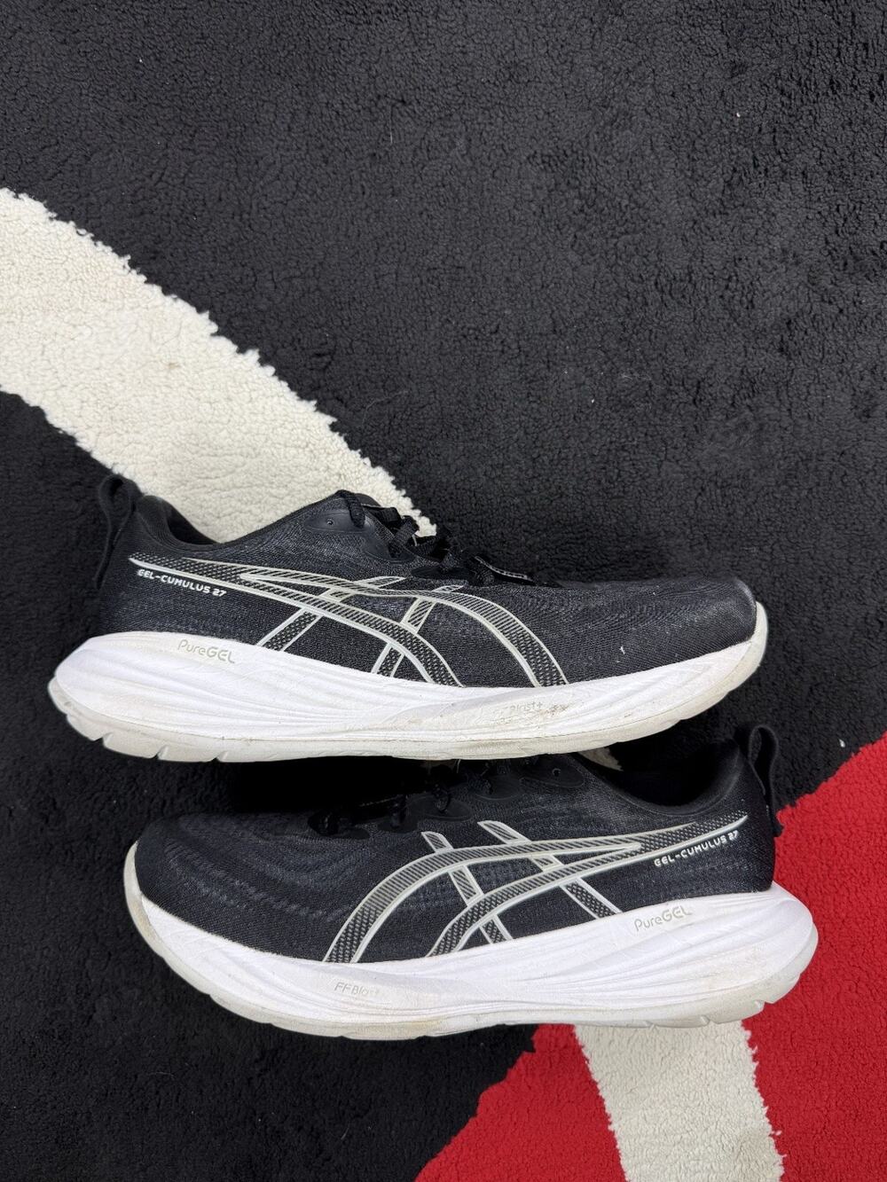ASICS GEL CUMULUS 27 Mens Size 12 Wide Running Shoes Black White